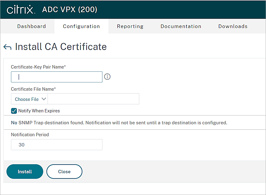 Screen shot of the CA Certificates